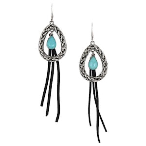 Justin Silver And Turquoise Teardrop Earrings 15$